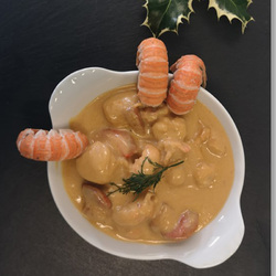 Cassolette de st jacques et langoustines